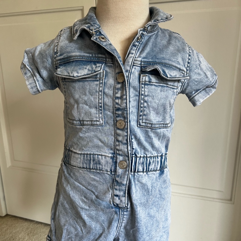 Zara Light Blue Denim romper Size 2-3